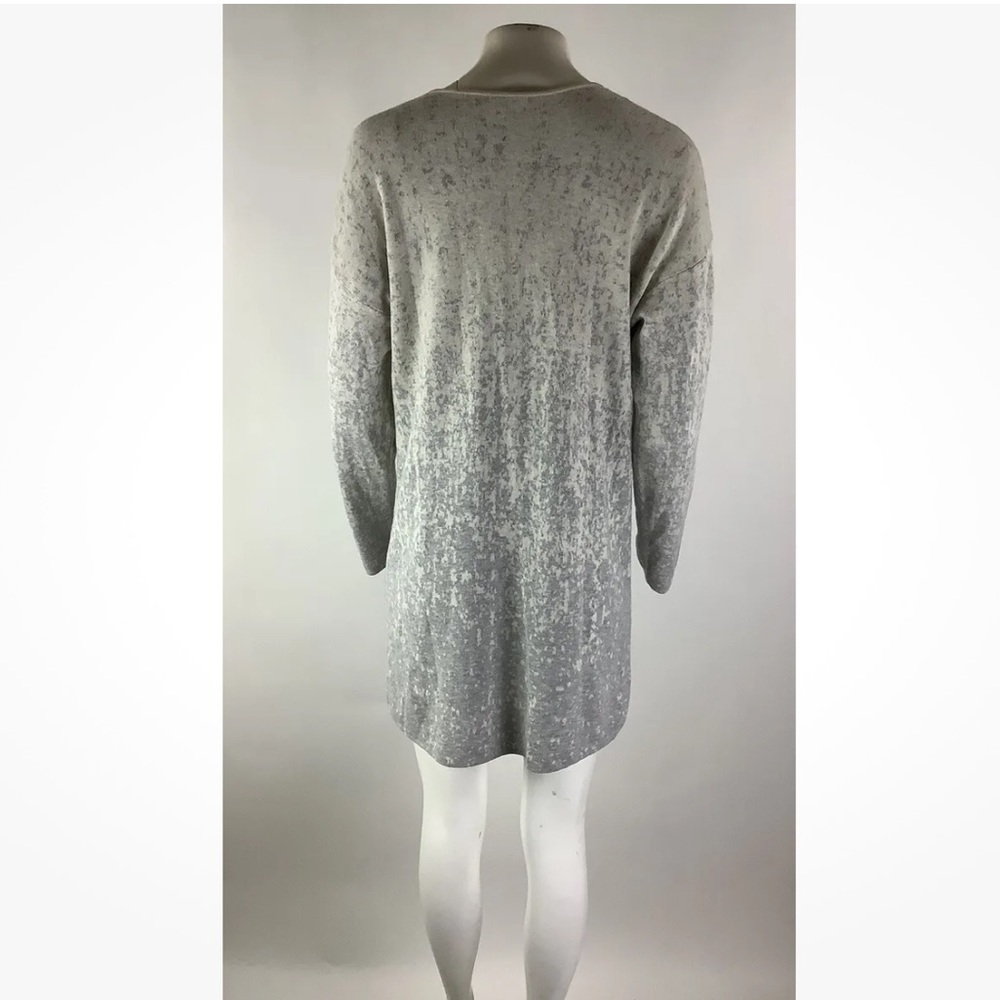 Pure Jill Sz M Printed Pullover Sweater Dress Cream Gray Cotton Viscose Vneck - Picture 4 of 6